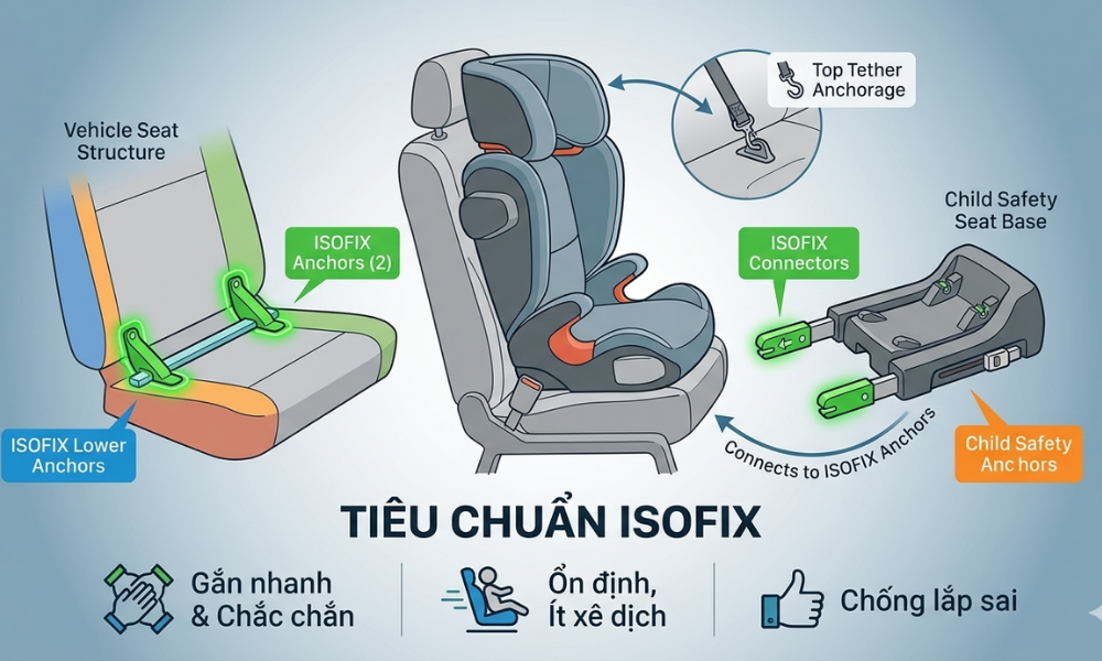 ISOFIX là gì? Chuẩn mới nhất cho ghế ô tô trẻ em mà ba mẹ cần biết